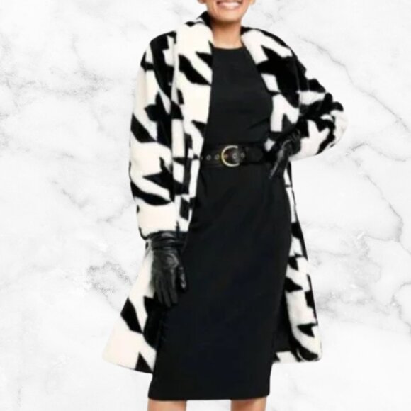 RARE! NWT | SERGIO HUDSON x Target Houndstooth Faux Fur Coat Size XL - Picture 1 of 11